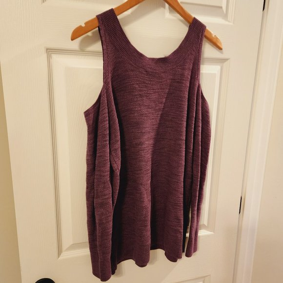 Express Cold Shoulder Lace Up Purple Reversible Sweater Size S - Picture 9 of 11